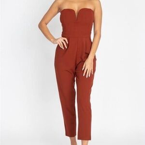 Strapless cropped leg jumpsuit